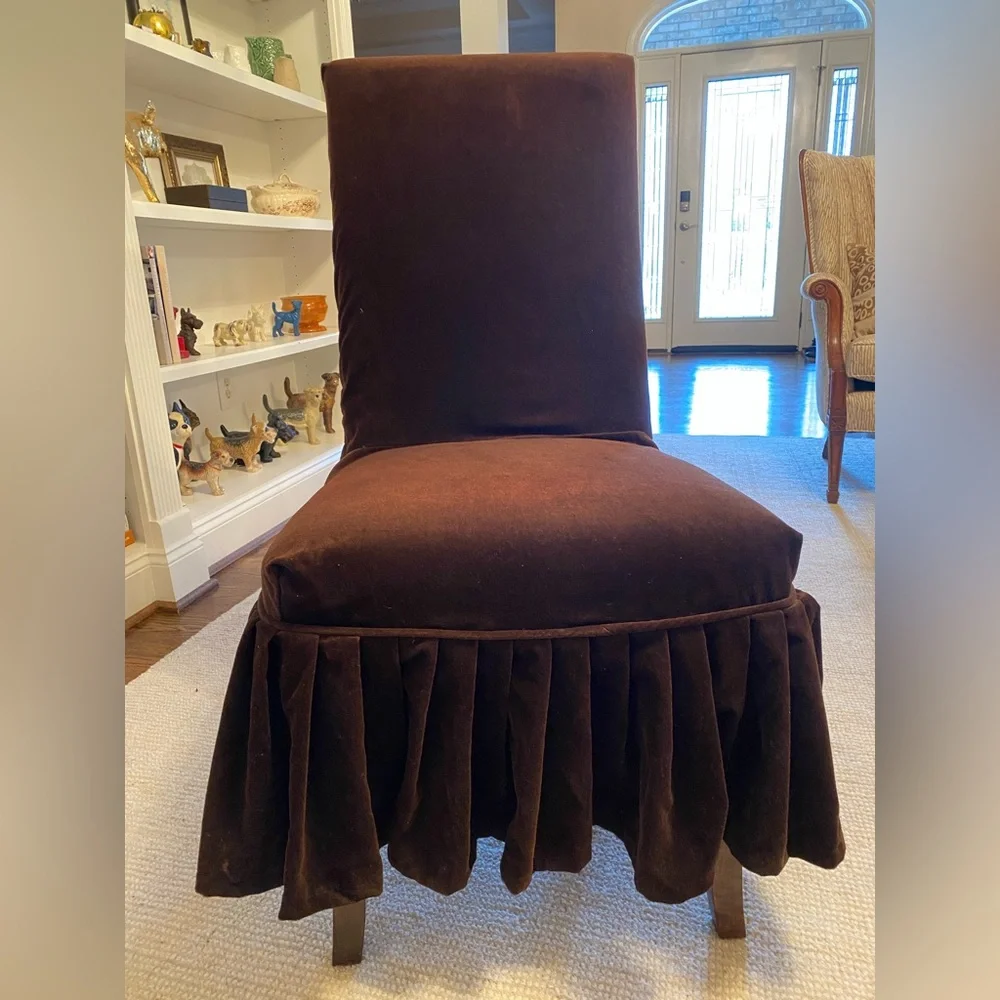 Brown Velvet Chair Cover - Picture 14 of 16